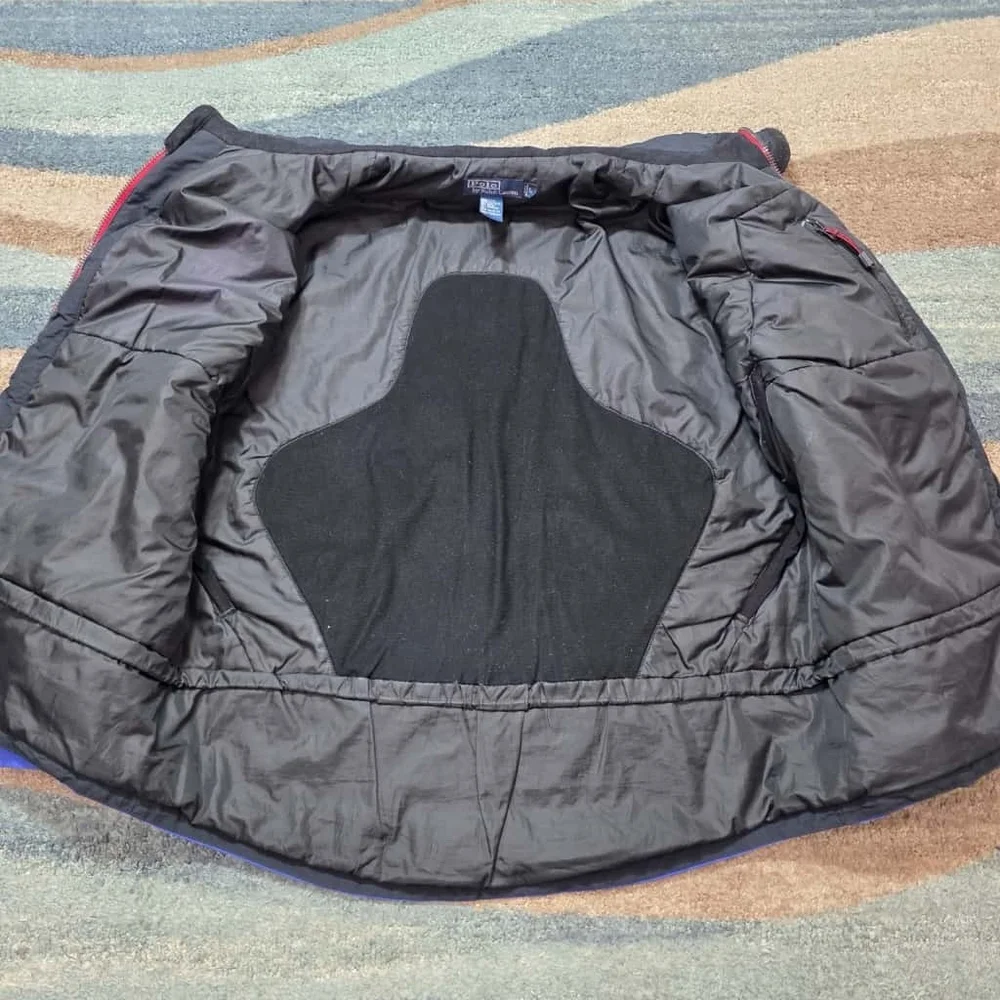 Vintage Polo Ralph Lauren Ski Jacket Mens Large Blue Insulated Coat Nylon Shell
